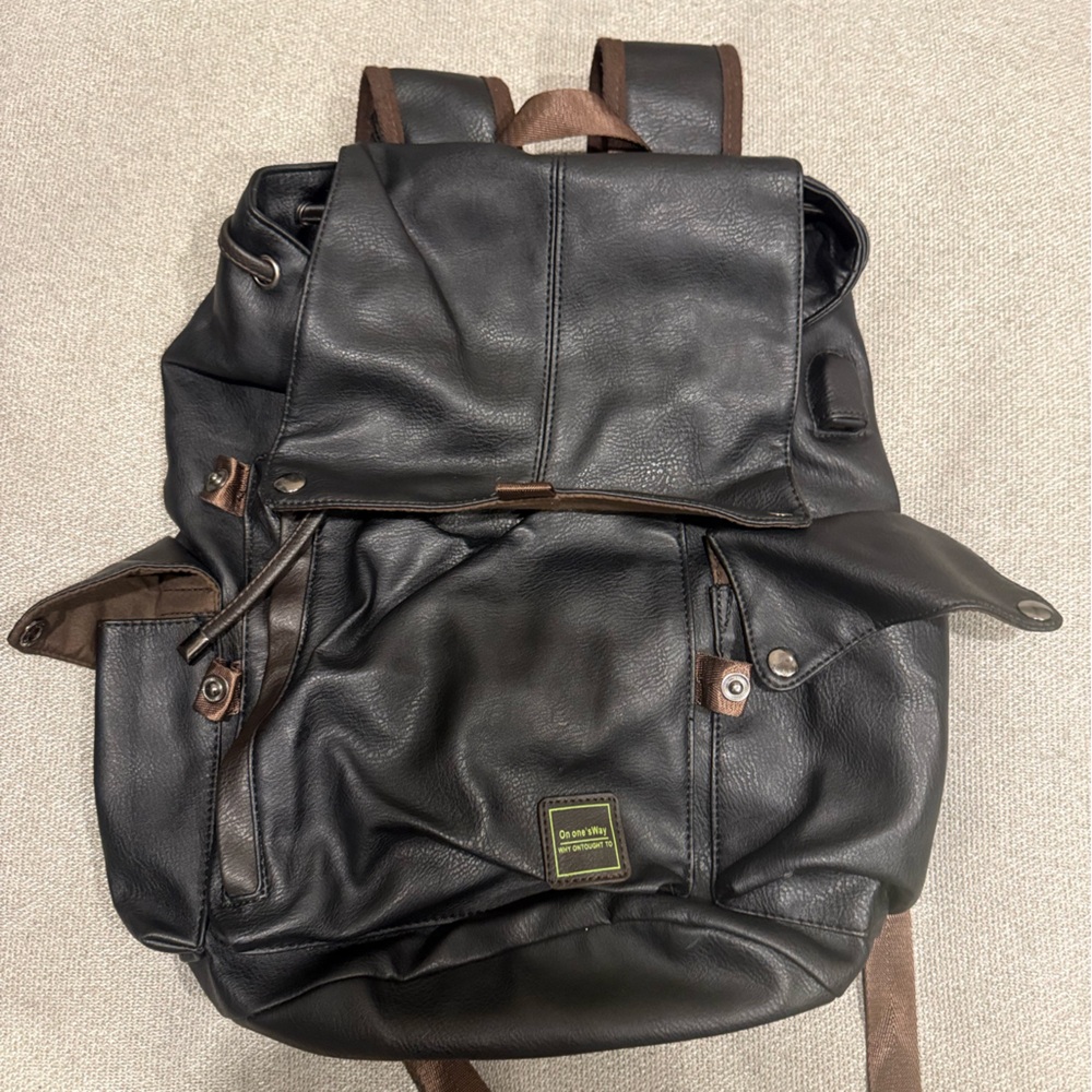 Elegant Black Leather Backpack